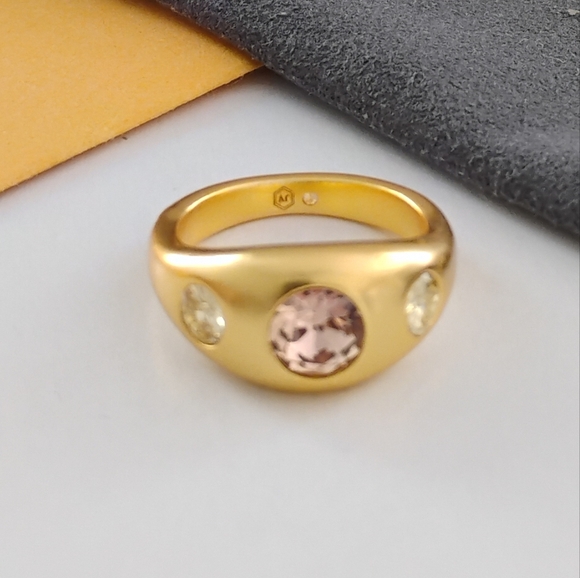 NWOT Julie Vos Elegant Gold Ring with Pink and Yellow Stones - Picture 4 of 8
